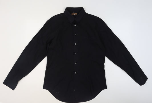 Zara Man Black Long Sleeve Cotton Dress Shirt XL Classic Fit