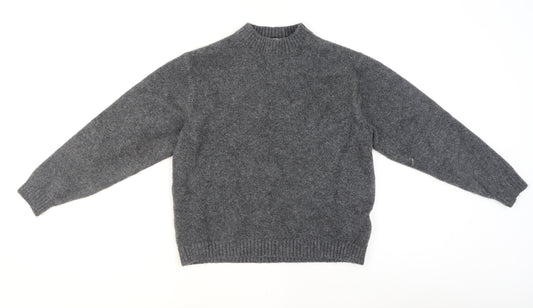 Uniqlo Women Grey Wool Blend Mock Neck Jumper M