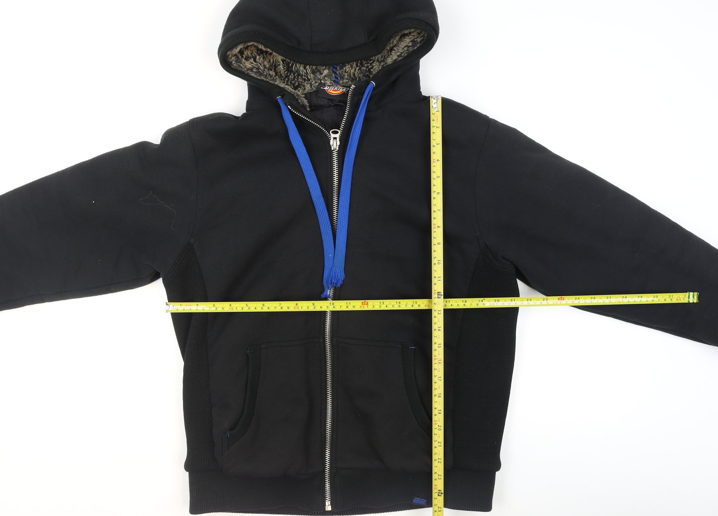 Dickies Men's Black Hooded Fleece Lined Full Zip Jacket Size M