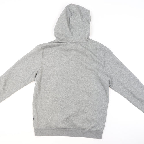 Puma Men's Grey Small Pullover Hoodie Regular Fit Logo Fleece