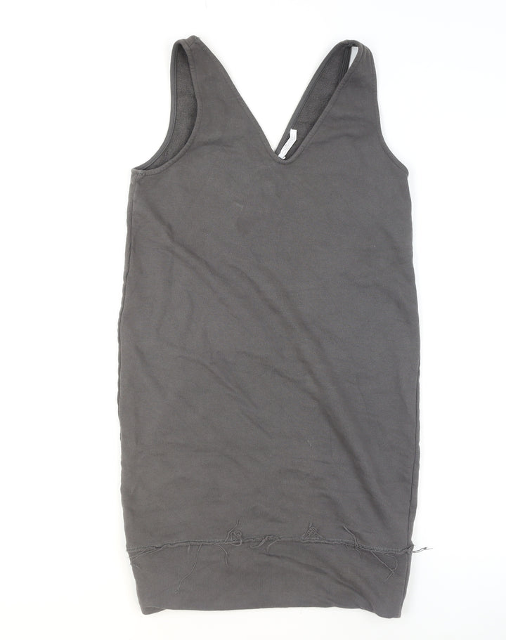 Zara Women Grey Cotton Jersey Tank Top Small