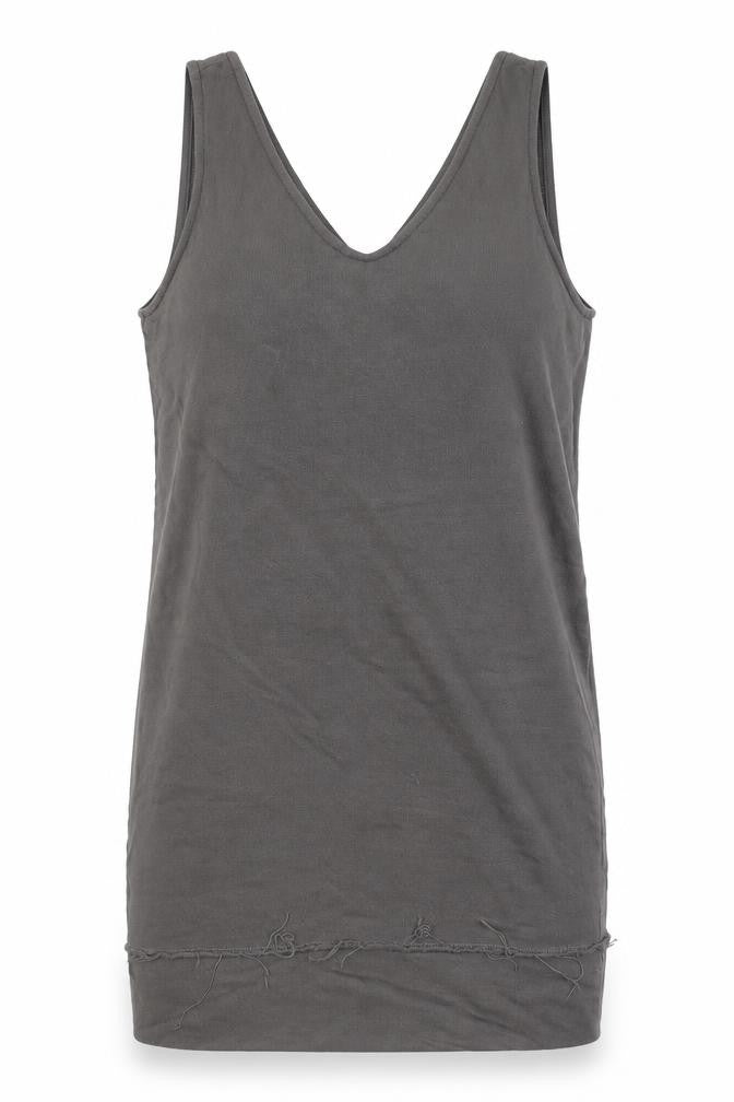 Front view of Zara Women Grey Cotton Jersey Tank Top Small