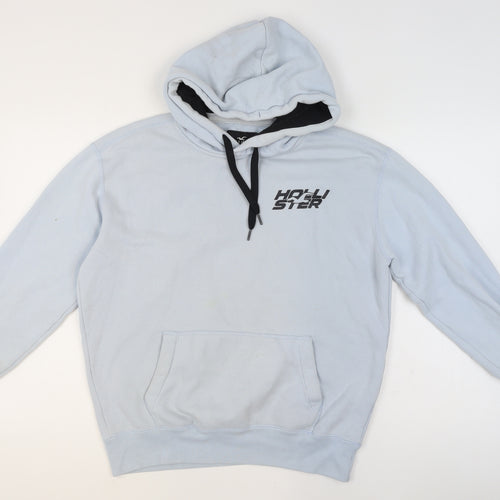 Hollister Men’s Blue Pullover Hoodie M Graphic Fleece Sweatshirt