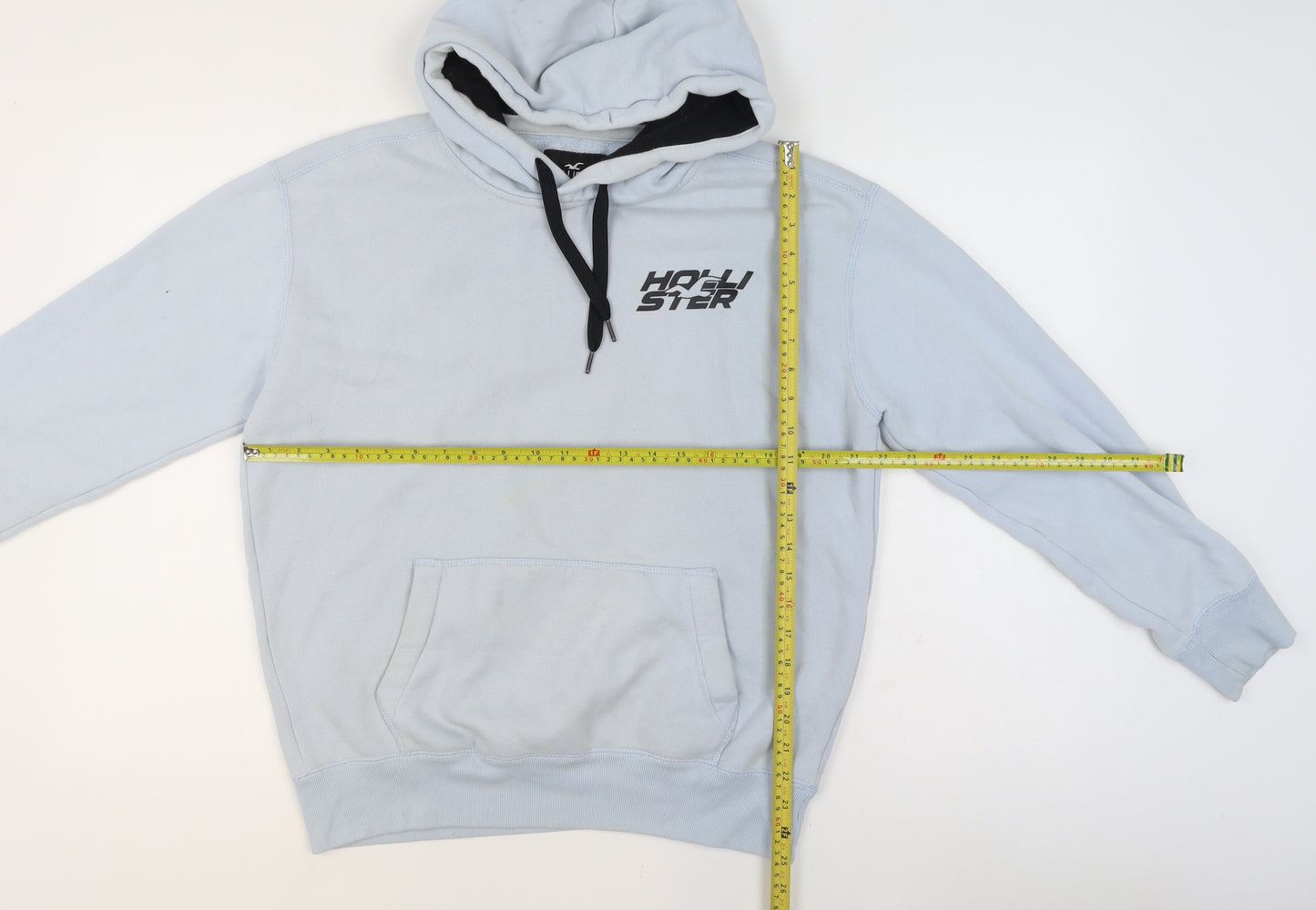 Hollister Men’s Blue Pullover Hoodie M Graphic Fleece Sweatshirt