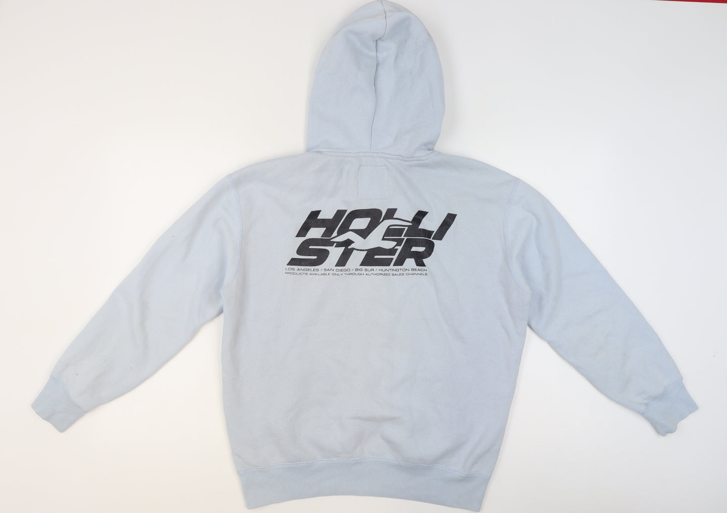 Hollister Men’s Blue Pullover Hoodie M Graphic Fleece Sweatshirt