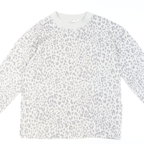 GAP Women Grey Leopard Print Pullover Sweatshirt Medium