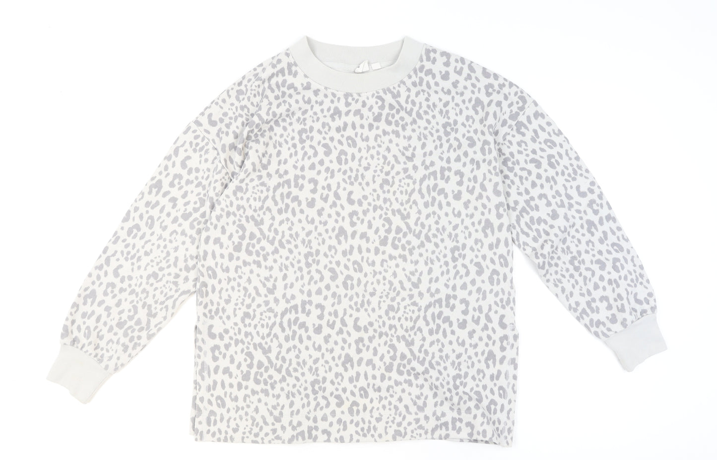 GAP Women Grey Leopard Print Pullover Sweatshirt Medium