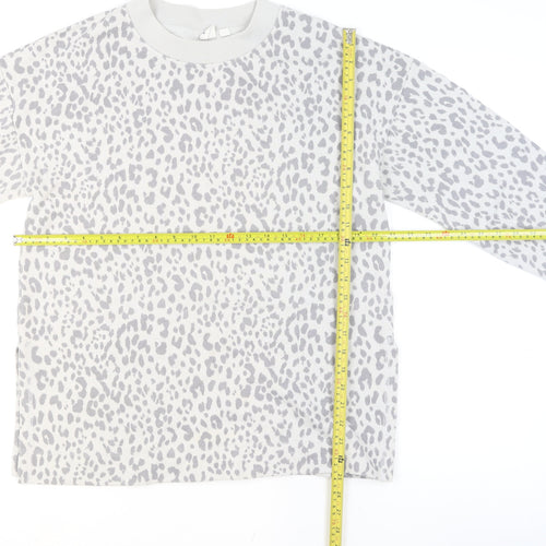 GAP Women Grey Leopard Print Pullover Sweatshirt Medium