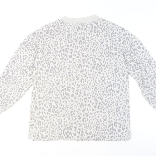 GAP Women Grey Leopard Print Pullover Sweatshirt Medium