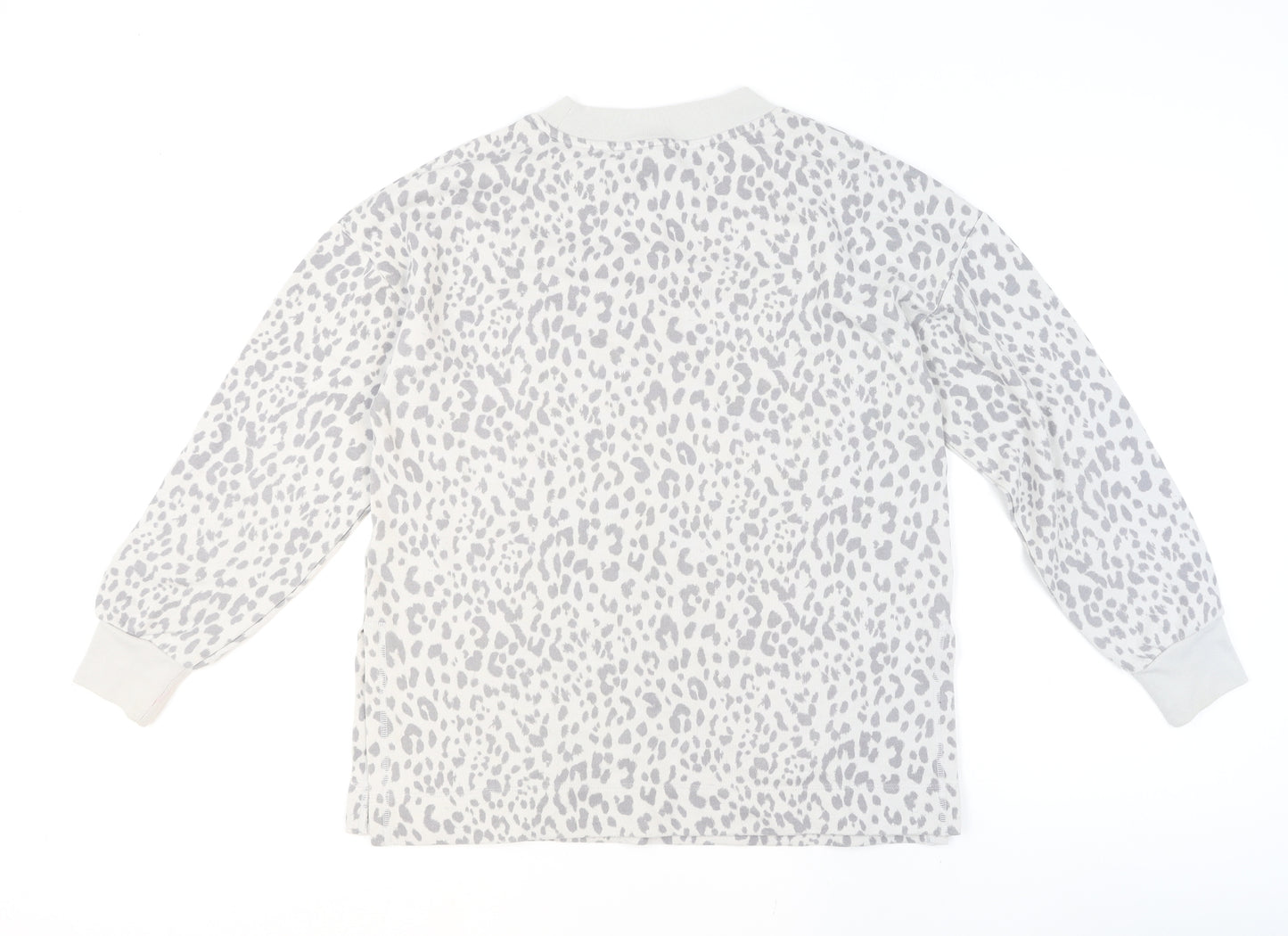 GAP Women Grey Leopard Print Pullover Sweatshirt Medium