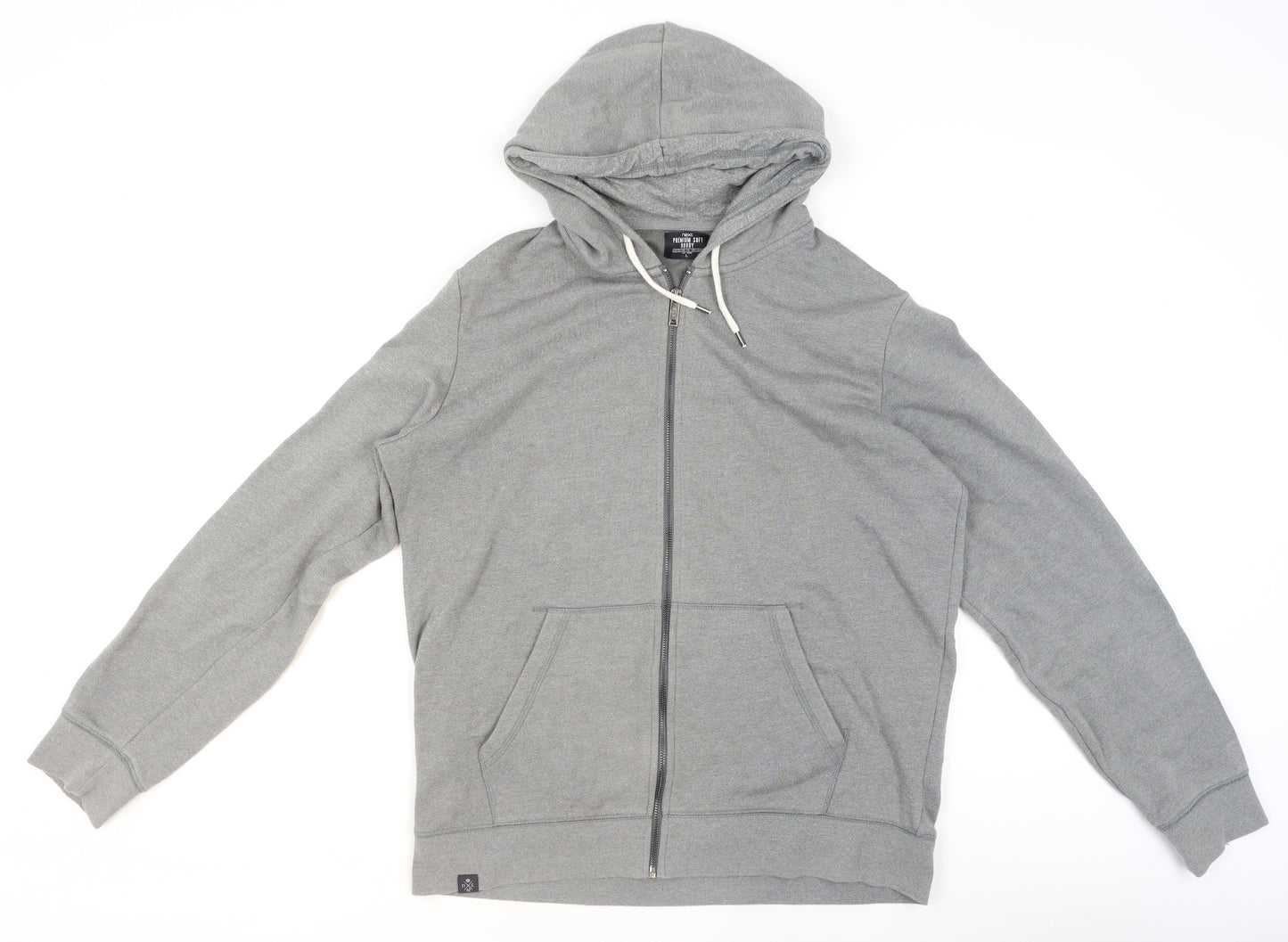 Next Men’s Grey Full Zip Hoodie Size L Soft Fleece Cotton Blend