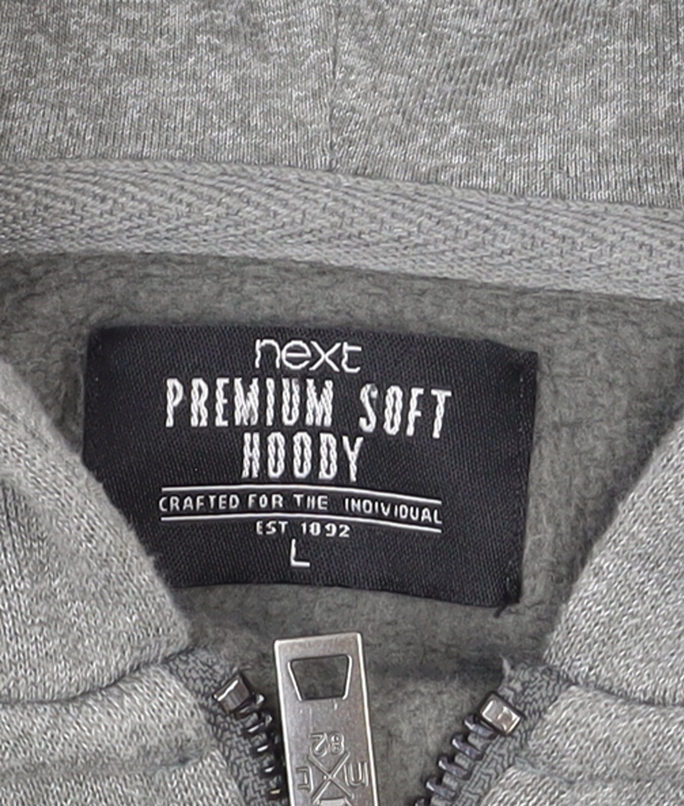 Next Men’s Grey Full Zip Hoodie Size L Soft Fleece Cotton Blend