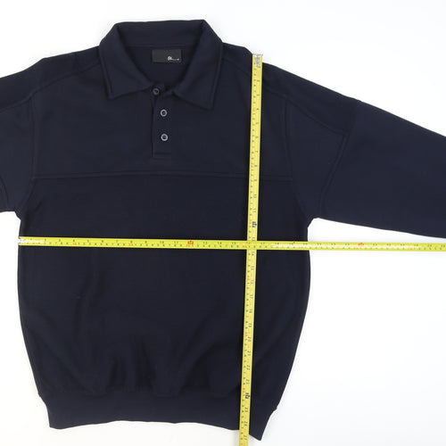 BHS Mens Navy Blue Collared Henley Sweatshirt Size M