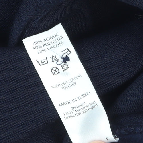 BHS Mens Navy Blue Collared Henley Sweatshirt Size M