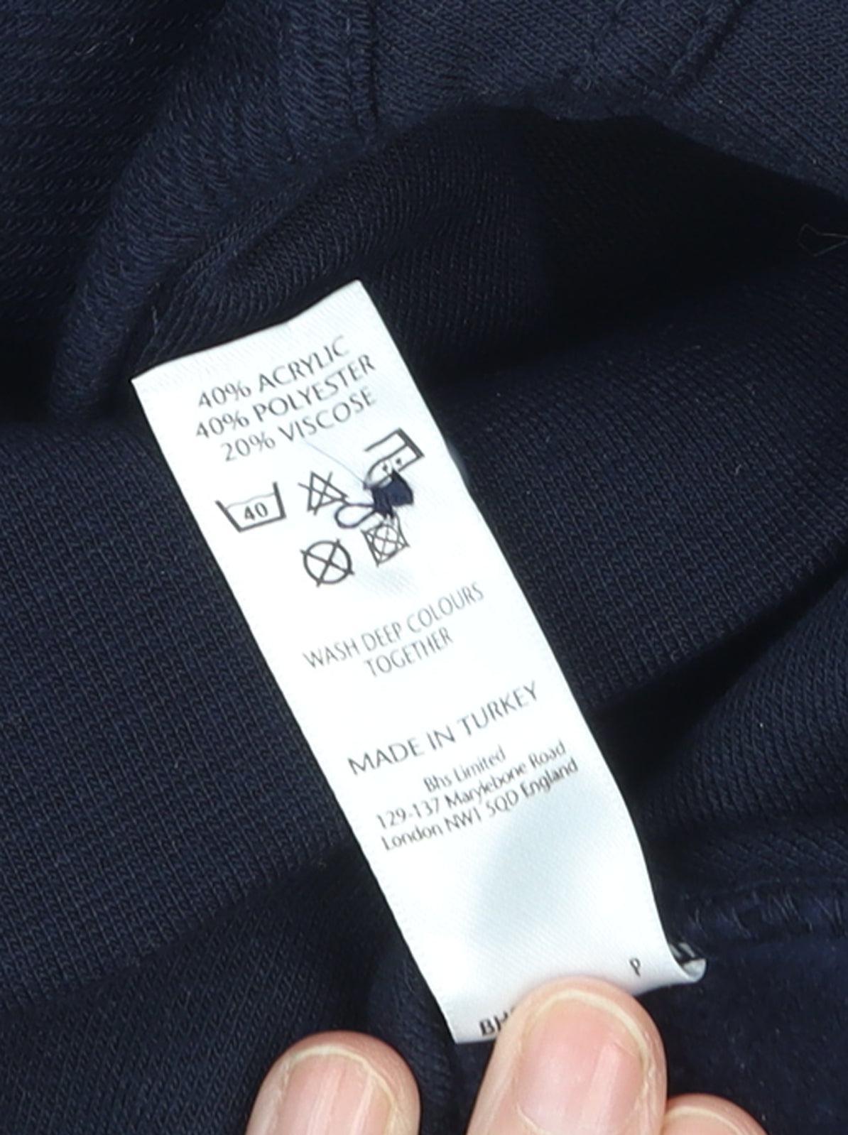 BHS Mens Navy Blue Collared Henley Sweatshirt Size M