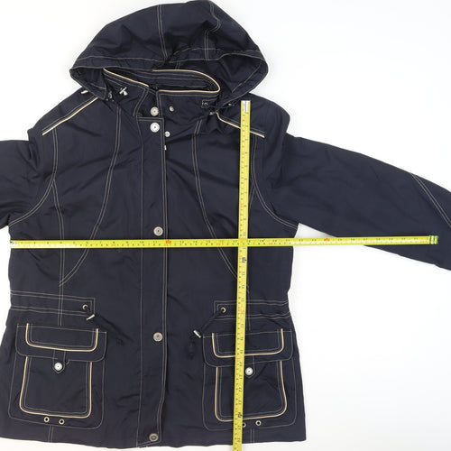 Barbara Lebek Womens Blue Waterproof Hooded Rain Jacket Size 18