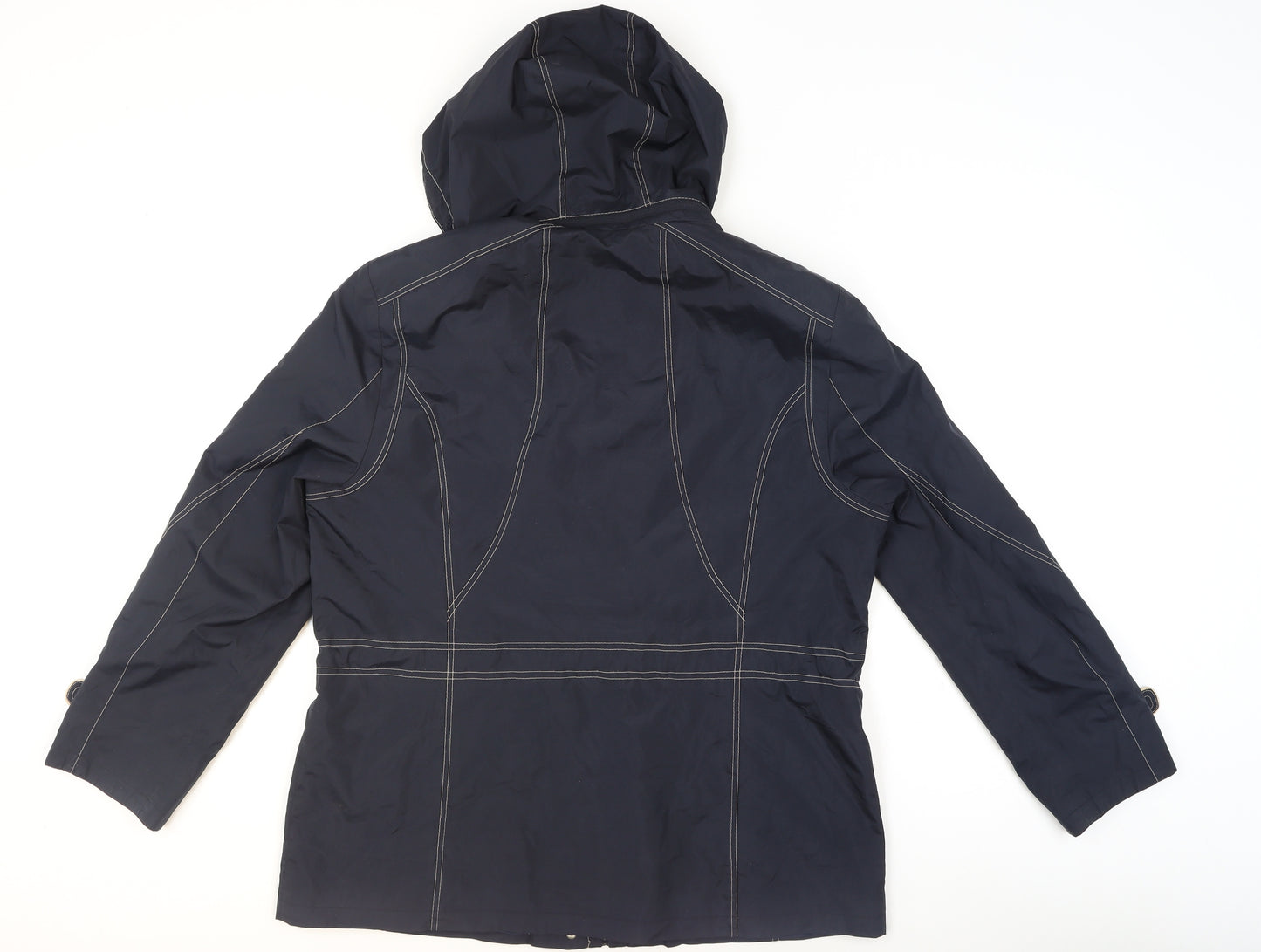 Barbara Lebek Womens Blue Waterproof Hooded Rain Jacket Size 18