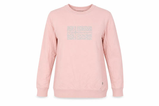 Front view of Napapijri Women Pink Cotton Crew Neck Pullover Sweatshirt L