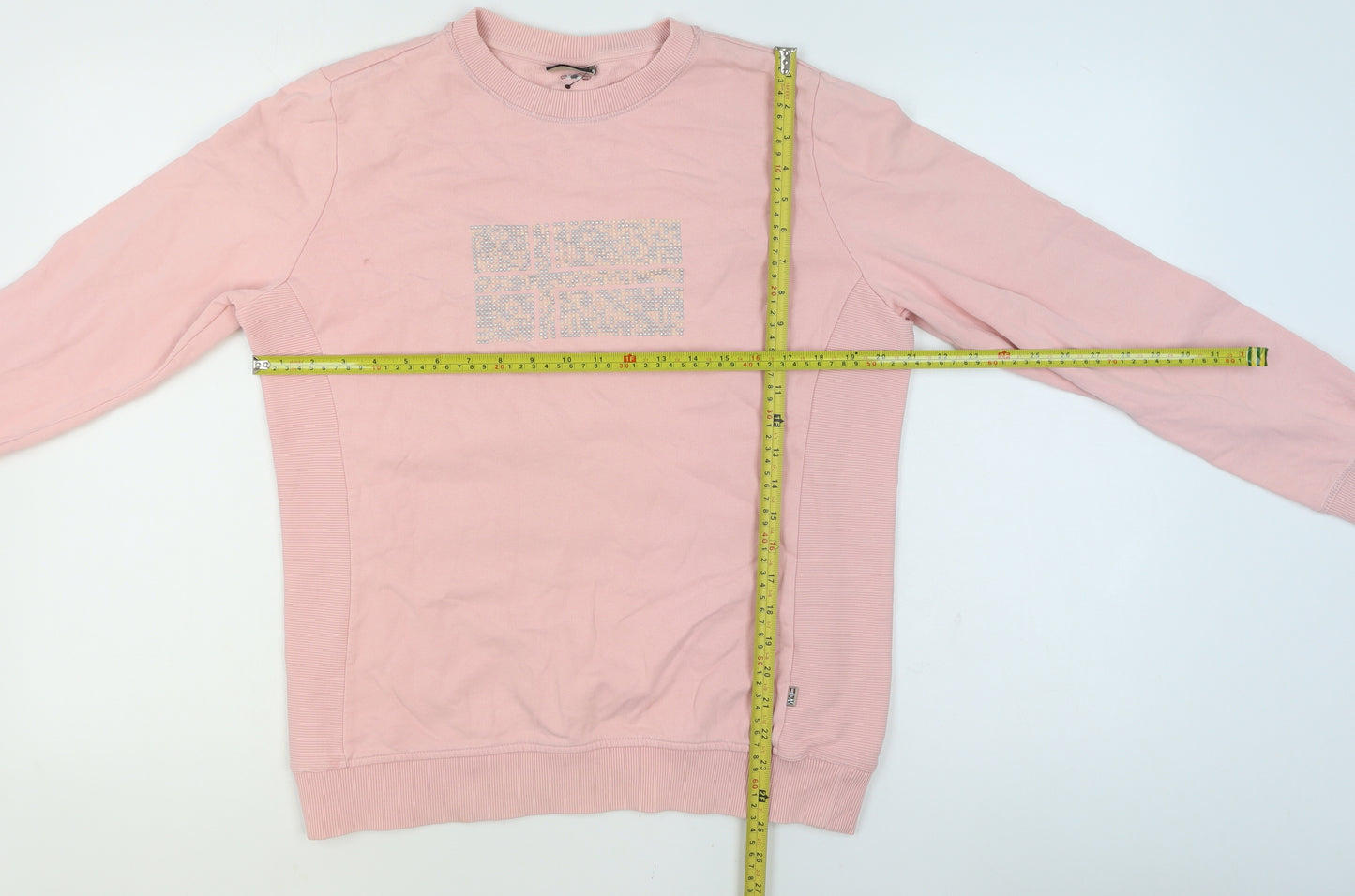 Napapijri Women Pink Cotton Crew Neck Pullover Sweatshirt L