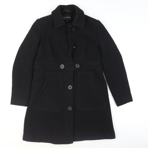 Next Petite Black Wool Blend Buttoned Long Coat Size 10P