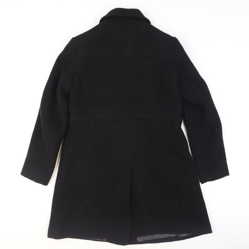 Next Petite Black Wool Blend Buttoned Long Coat Size 10P