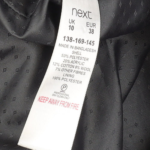 Next Petite Black Wool Blend Buttoned Long Coat Size 10P