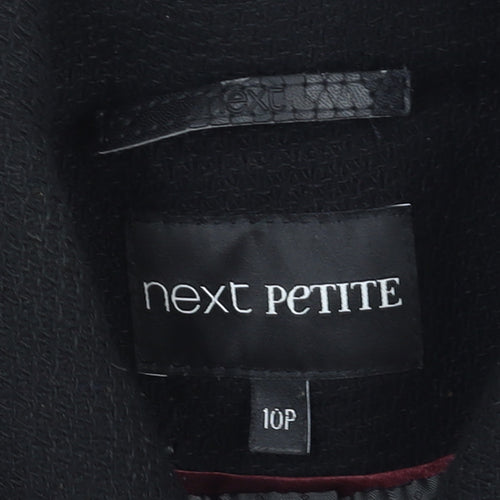 Next Petite Black Wool Blend Buttoned Long Coat Size 10P