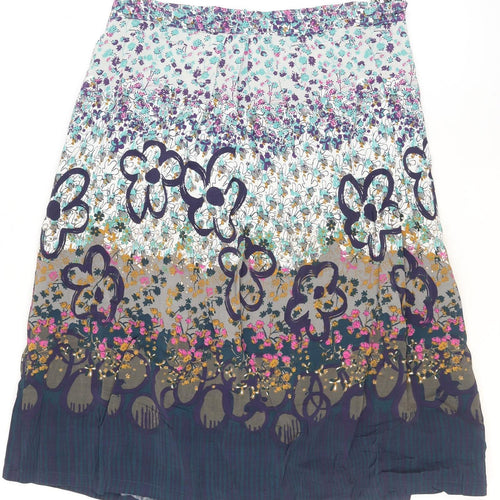 White Stuff Women's Multicoloured Floral A-Line Knee Length Skirt Size 8
