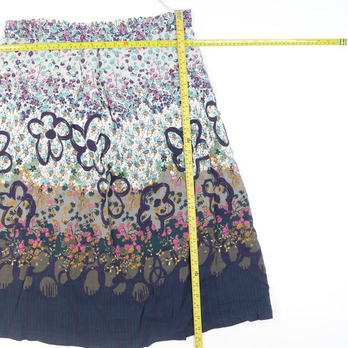 White Stuff Women's Multicoloured Floral A-Line Knee Length Skirt Size 8