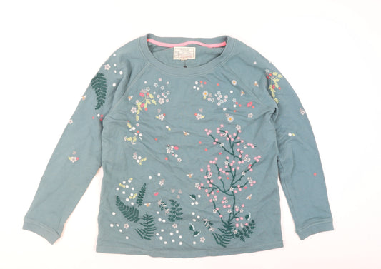 White Stuff Womens Blue Embroidered Floral Cotton Sweatshirt Size L