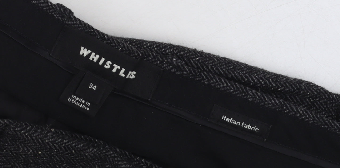 Whistles Men's Grey Herringbone Wool Blend Slim Chino Trousers 34