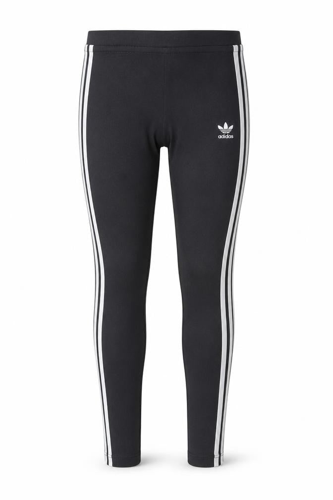 Adidas Womens Black 3-Stripes Cotton Stretch Sports Leggings UK 8
