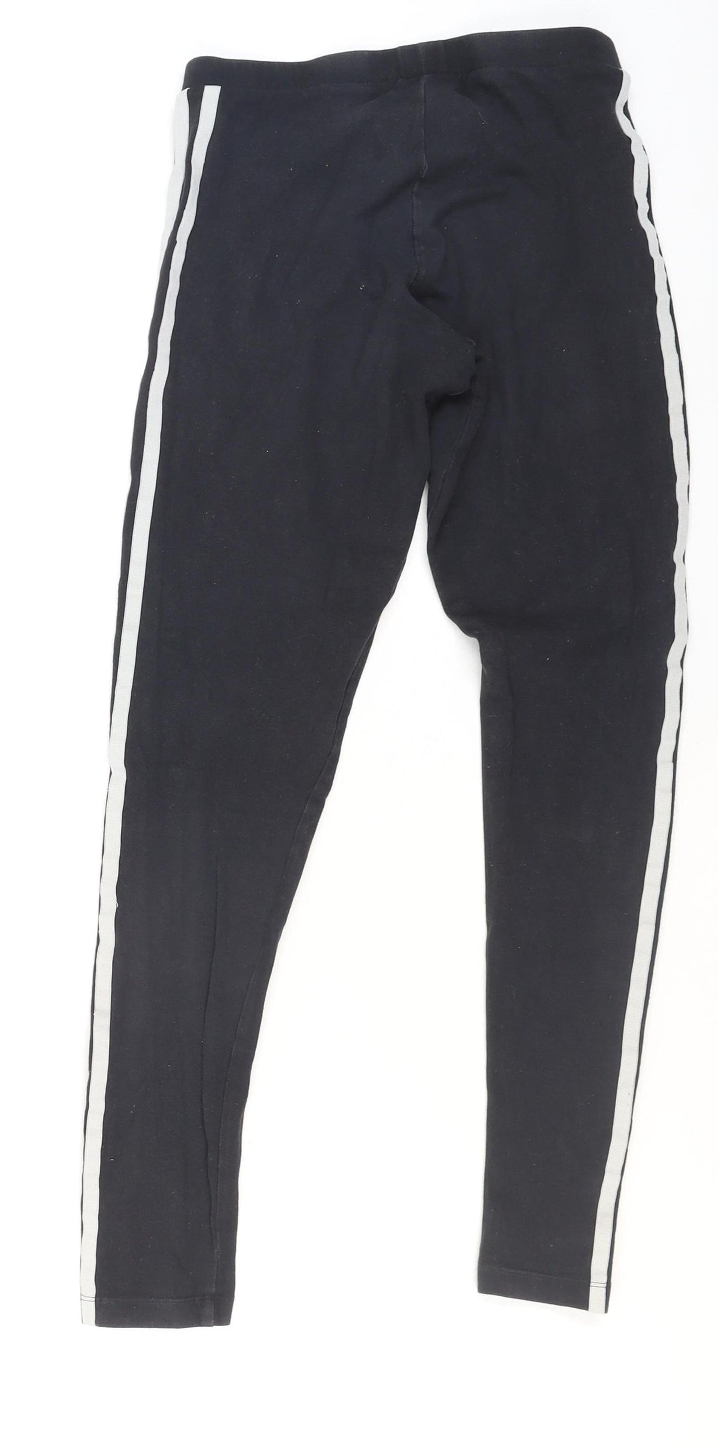 Adidas Womens Black 3-Stripes Cotton Stretch Sports Leggings UK 8