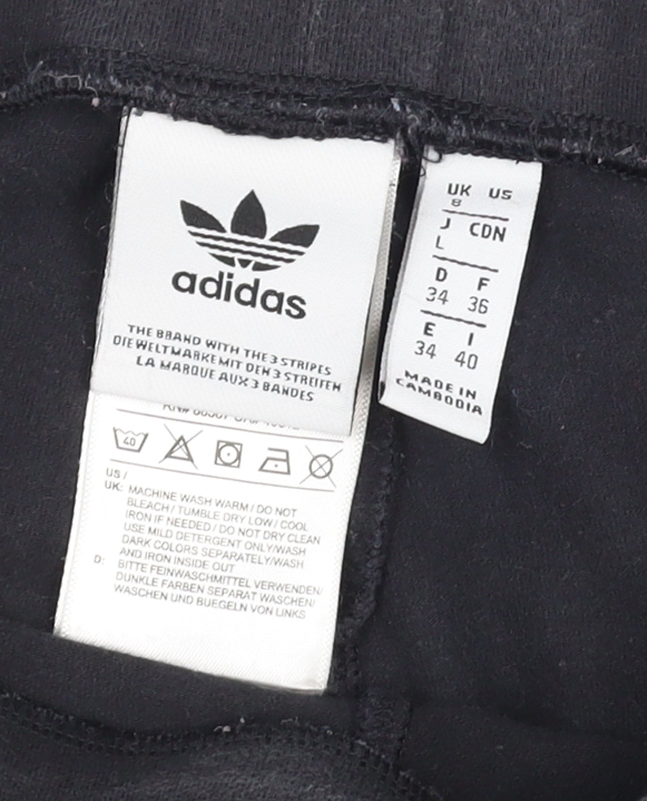 Adidas Womens Black 3-Stripes Cotton Stretch Sports Leggings UK 8