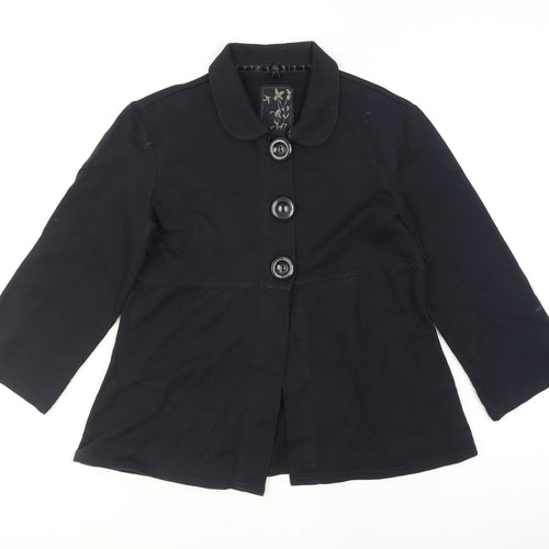 Next Women's Black Cotton Button-Up Short Jacket Size 10