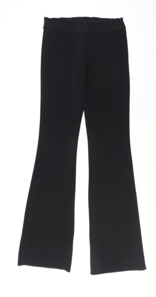 Zara Womens Black Flared Stretch Knit Trousers Size M