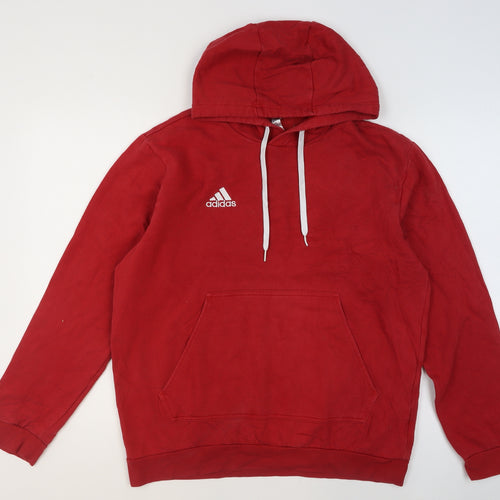 Adidas Men's Red Pullover Hoodie Size L Sports Fleece