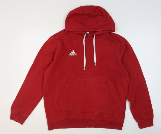Adidas Men's Red Pullover Hoodie Size L Sports Fleece