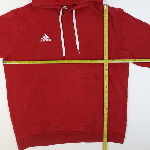 Adidas Men's Red Pullover Hoodie Size L Sports Fleece