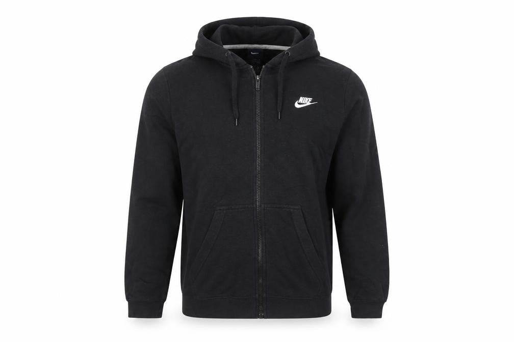 Nike Men's Black Full Zip Hoodie L Regular Fit Fleece Sportswear