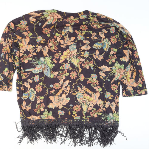 J&S Millenium Women's Multicoloured Kimono Fringe Blouse S