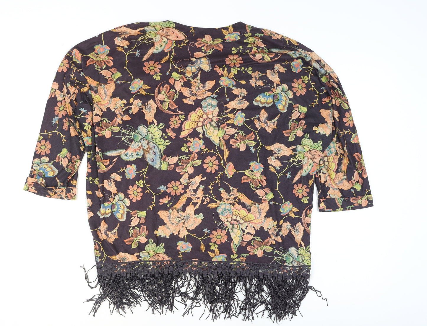 J&S Millenium Women's Multicoloured Kimono Fringe Blouse S
