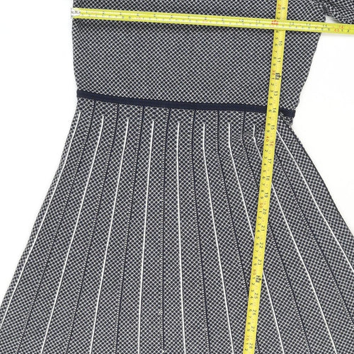 Hobbs Women’s Blue Fit & Flare Knit Pleated Knee Length Dress UK 12