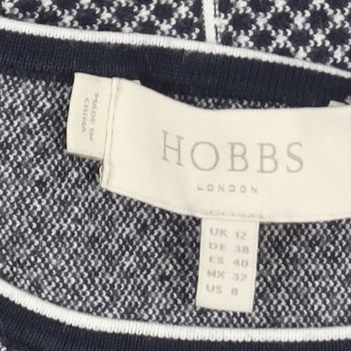 Hobbs Women’s Blue Fit & Flare Knit Pleated Knee Length Dress UK 12
