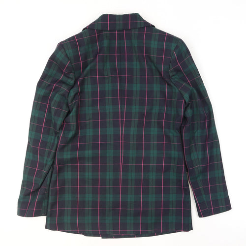 Primark Women's Green Check Blazer Size 6 Double-Breasted Jacket