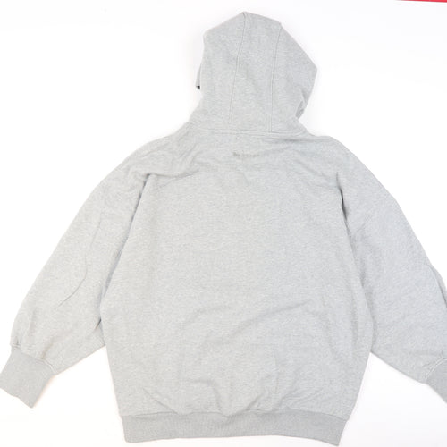 Next Men Grey Pullover Hoodie M Logo Print Sports Fleece Sweatshirt