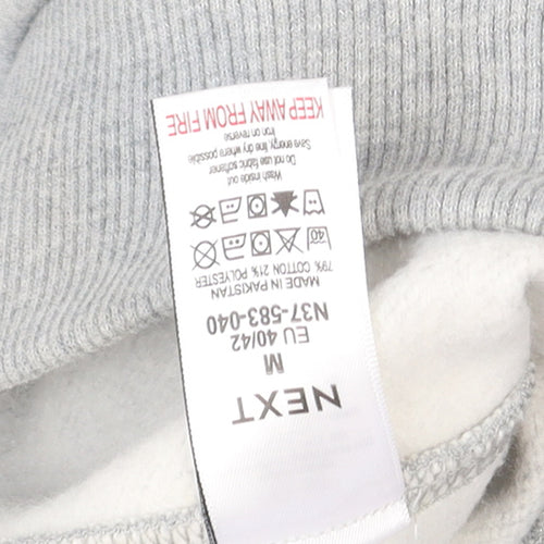 Next Men Grey Pullover Hoodie M Logo Print Sports Fleece Sweatshirt