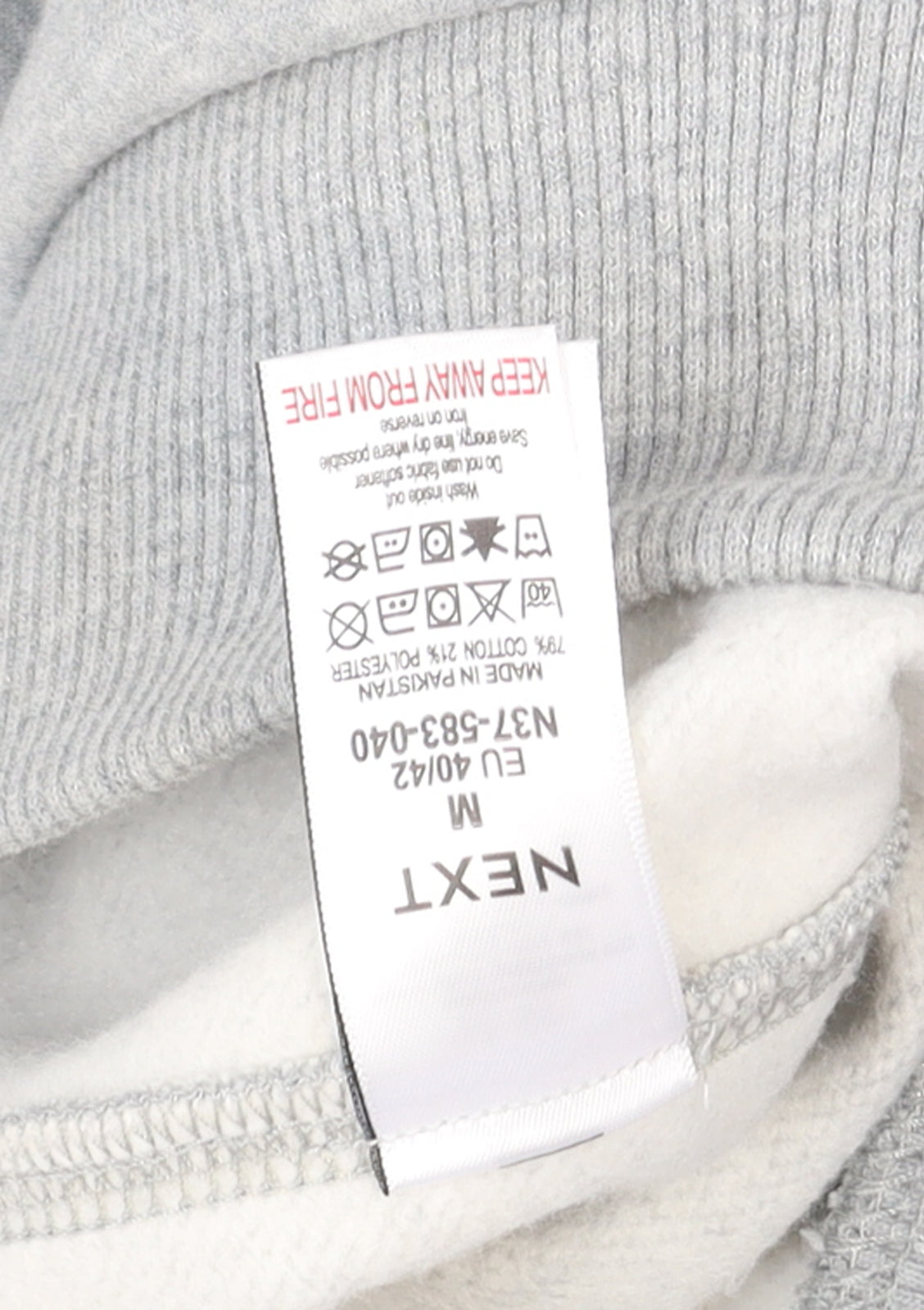 Next Men Grey Pullover Hoodie M Logo Print Sports Fleece Sweatshirt