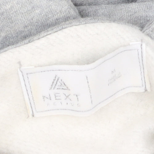 Next Men Grey Pullover Hoodie M Logo Print Sports Fleece Sweatshirt