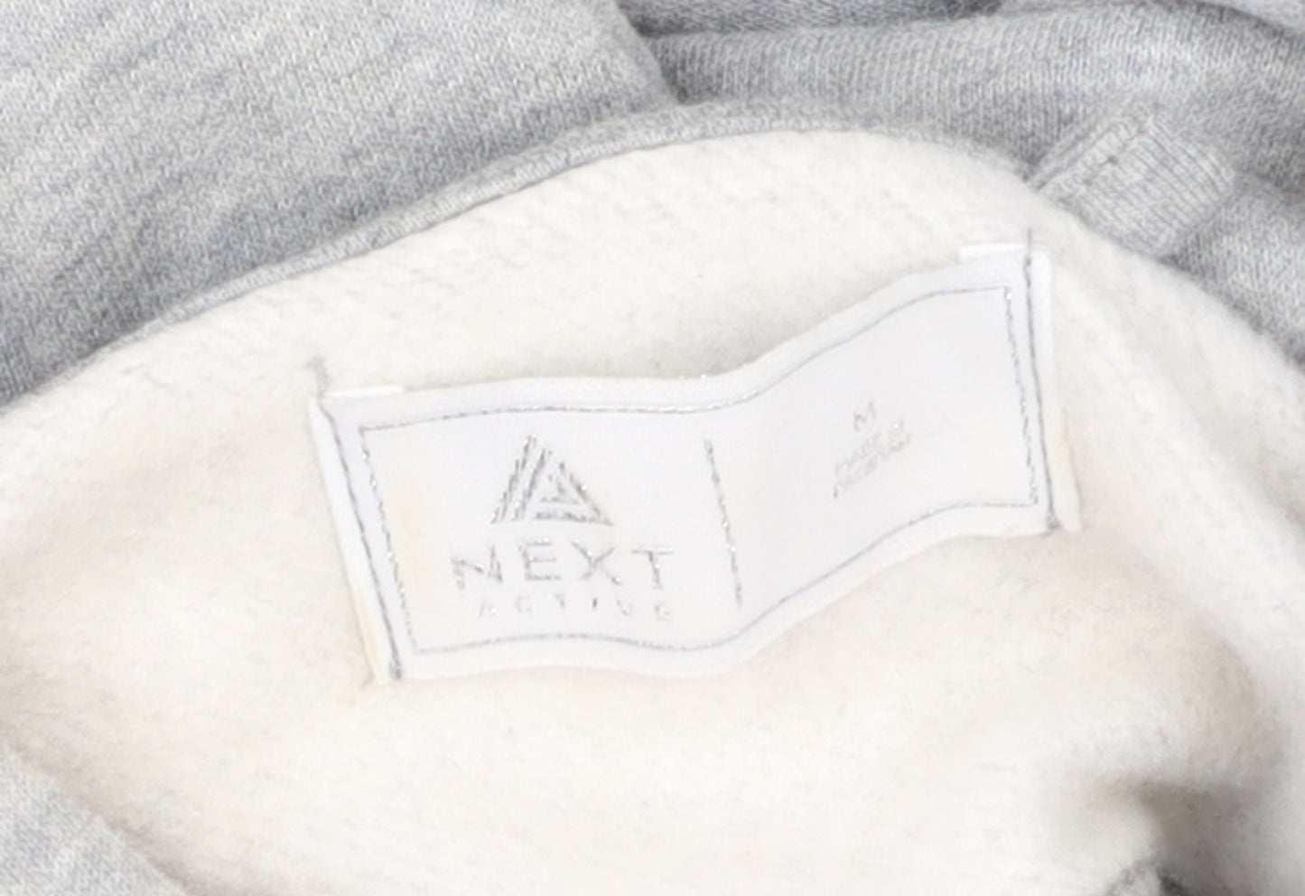 Next Men Grey Pullover Hoodie M Logo Print Sports Fleece Sweatshirt